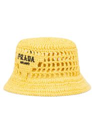 Prada logo-embroidered woven bucket hat - Giallo