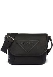 Prada logo-embossed leather messenger bag - Nero