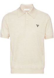 Prada logo-embroidered cashmere polo shirt - Toni neutri