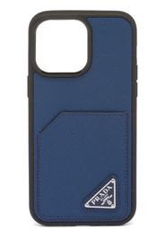 Prada Saffiano leather Phone 14 Pro Max - Blu