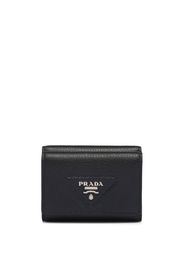 Prada Portafoglio bi-fold con placca logo - Nero