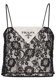 Prada Top corto in pizzo a fiori - Nero