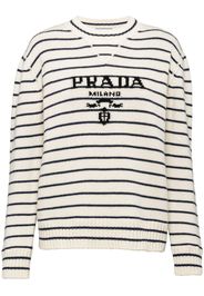 Prada Maglione a righe con intarsio - Bianco