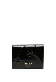 Prada logo-plaque floral-embossed patent wallet - Nero