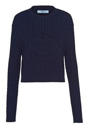 Prada intarsia-logo cropped jumper - Blu