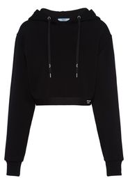 Prada Felpa crop con cappuccio - Nero