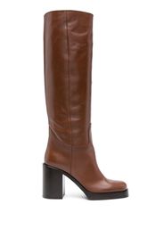 Prada 90mm round-toe leather boots - Marrone