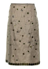 Prada crystal-embellished silk midi skirt - Verde
