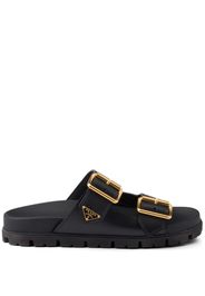 Prada triangle-logo leather slides - Nero