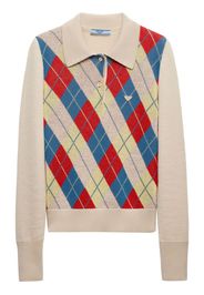 Prada argyle-knit wool polo shirt - Toni neutri