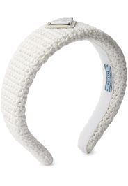 Prada logo-plaque crochet headband - Bianco