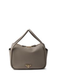 Prada logo-plaque leather tote bag - Grigio