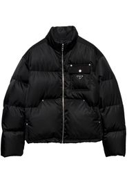 Prada Piumino crop con logo - Nero