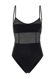 Prada triangle-logo tulle swimsuit - Nero