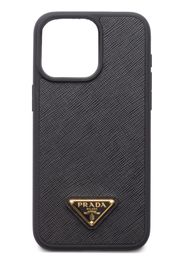 Prada triangle-logo iPhone 15 Pro Max case - Nero