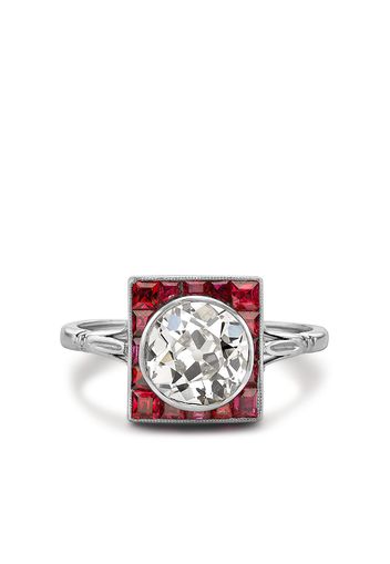 Pragnell Vintage Anello Art Deco in platino con diamanti - Argento