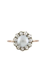 Pragnell Vintage 18kt yellow gold Victorian pearl diamond ring - Oro