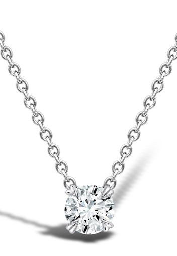 18kt white gold Windsor solitaire diamond pendant necklace