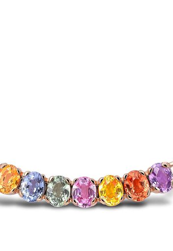 18kt rose gold Rainbow Fancy sapphire line pendant necklace