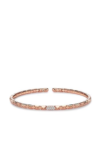 18kt rose gold diamond Groove textured bangle bracelet