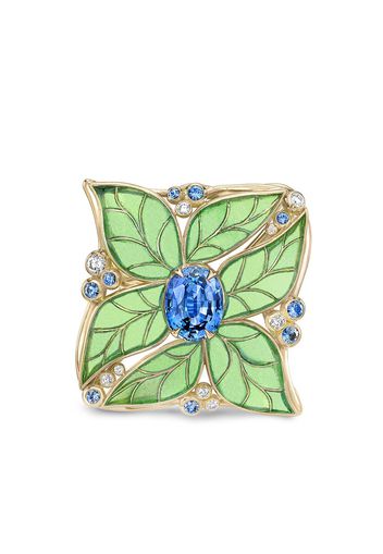 Pragnell 18kt yellow gold Wildflower Windflower blue sapphire and diamond ring - Oro