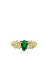 Anello Tiara in oro 18kt con diamanti e smeraldo