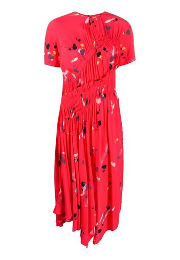 brush stroke pleated midi dress