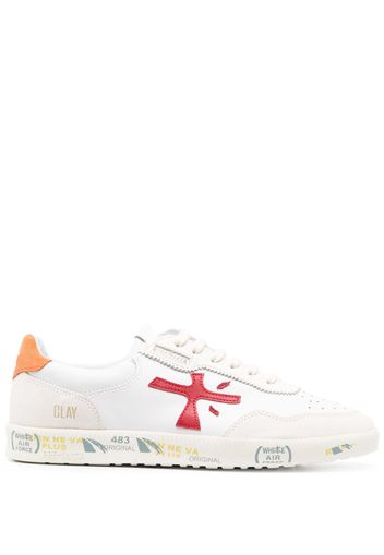 Premiata logo-patch low-top leather sneakers - Bianco