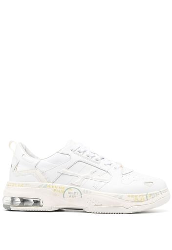 Premiata panelled low-top leather sneakers - Bianco