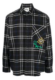 President’S embroidered-floral check shirt - Grigio