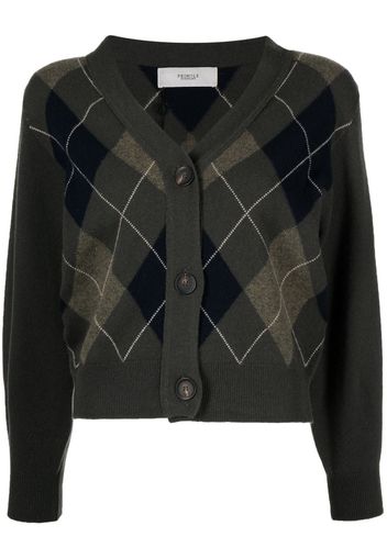 Pringle of Scotland argyle-check fine-knit cardigan - Verde