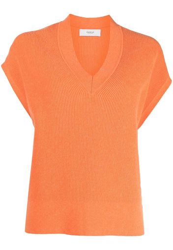 Pringle of Scotland V-neck ribbed knitted top - Arancione