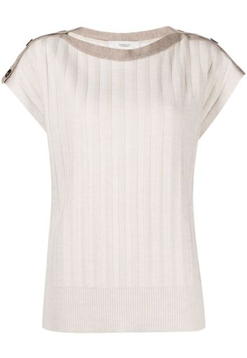 Pringle of Scotland ribbed-knit wool blouse - Toni neutri