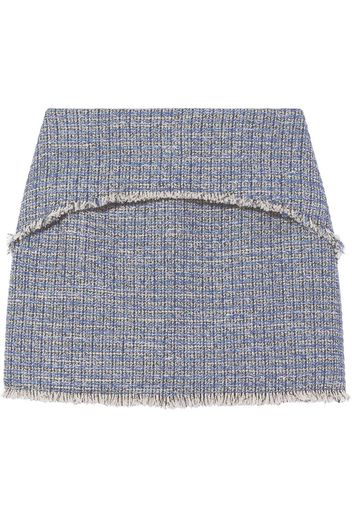 Proenza Schouler White Label frayed-hem tweed mini skirt - Blu