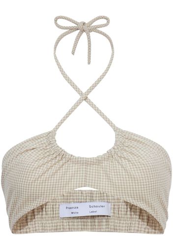 Proenza Schouler White Label gingham-check halterneck-tie bralette - Toni neutri