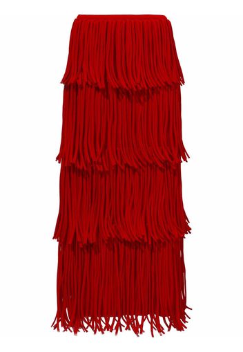 Proenza Schouler Textured Knit Fringe Skirt - Arancione