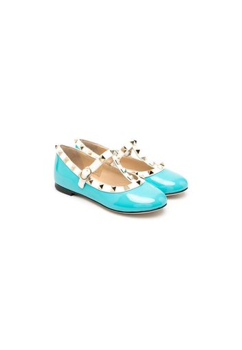 Prosperine Kids stud-detail leather ballerina shoes - Blu