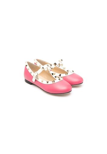 Prosperine Kids stud-detail leather ballerina shoes - Rosa