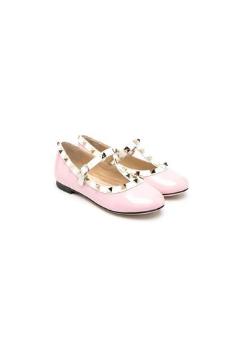 Prosperine Kids stud-detail leather ballerina shoes - Rosa