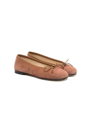 Prosperine Kids bow-detail suede ballerina shoes - Marrone