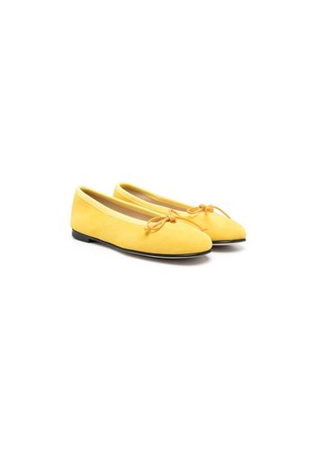 Prosperine Kids 10mm bow-detail suede ballerinas - Giallo