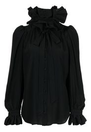 Prune Goldschmidt ruffled-edge high-neck blouse - Nero