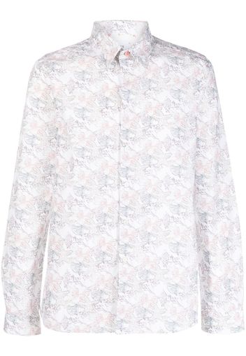 PS Paul Smith ocean-print organic cotton shirt - Bianco