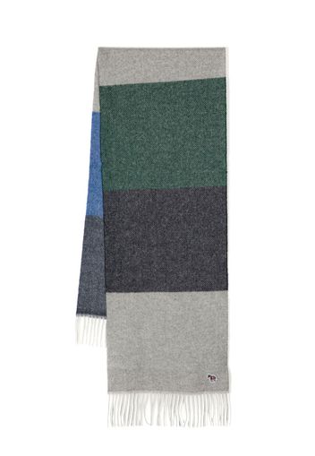 PS Paul Smith logo-patch striped wool scarf - Grigio