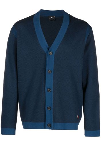 PS Paul Smith V-neck organic-cotton cardigan - Blu