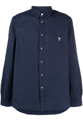 PS Paul Smith logo-embroidered organic cotton shirt - Blu