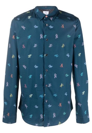 PS Paul Smith graphic-print organic-cotton shirt - Blu