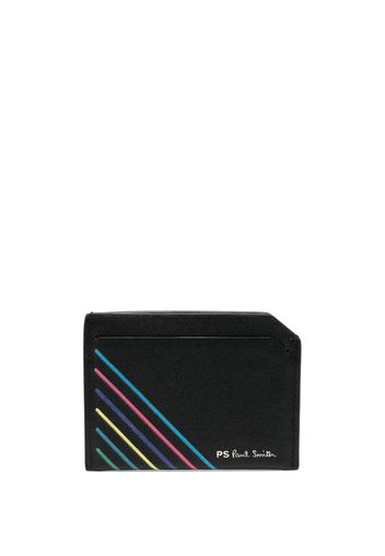 PS Paul Smith rainbow stripe-detail leather wallet - Nero