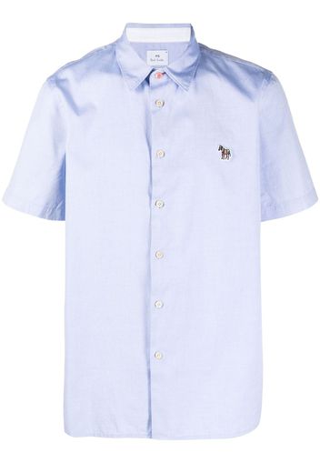 PS Paul Smith logo-embroidered organic cotton shirt - Blu