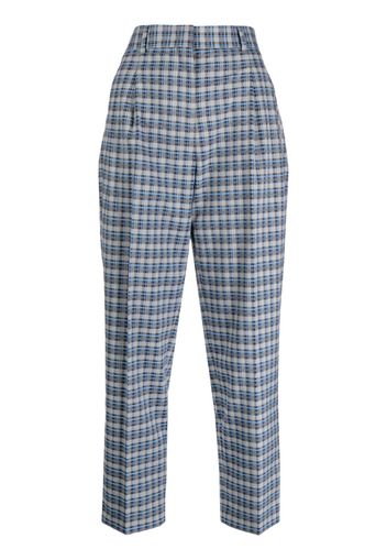 PS Paul Smith check-pattern cropped trousers - Blu